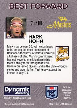 1994 Dynamic NSW Rugby League '94 Masters #7 Mark Hohn Back
